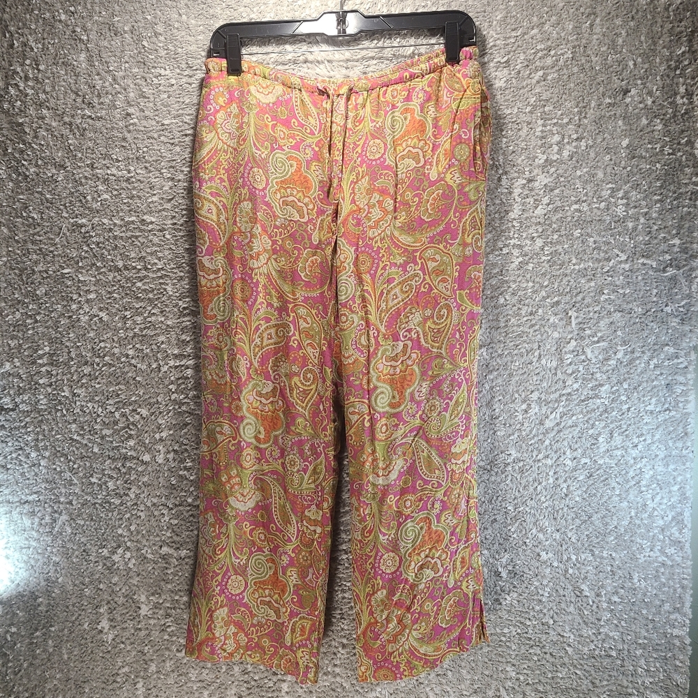 Sigrid Olsen Sport Women’s Sz S Paisley Crop Lounge Pull On Pants Stretch Waist